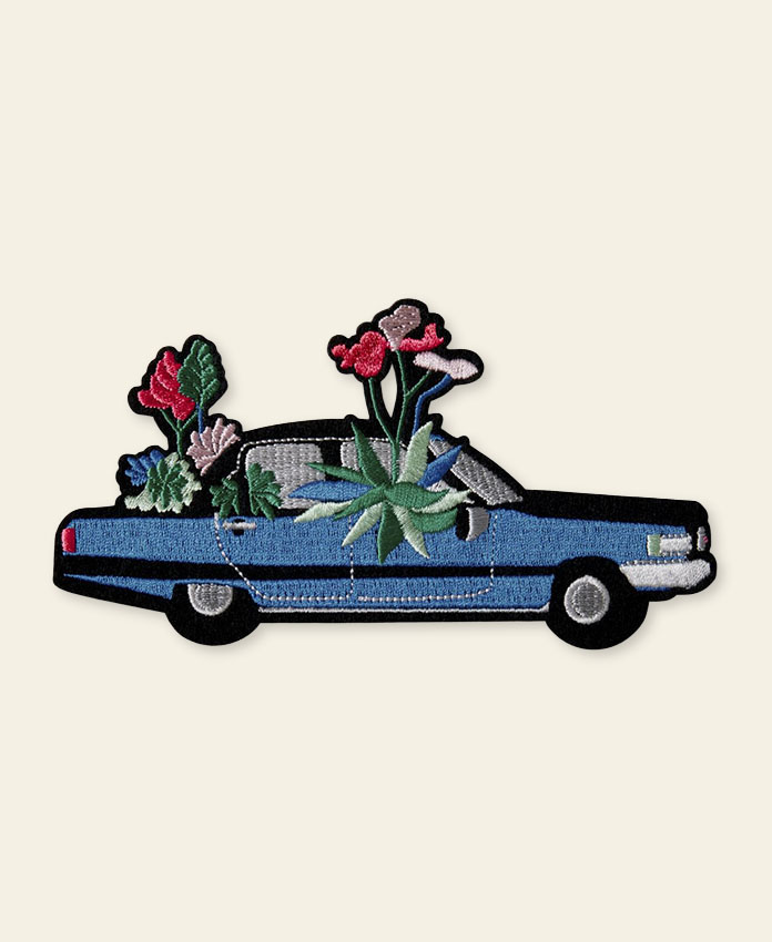 Cadillac en Fleur – écusson thermocollant